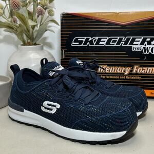 Skechers Bulklin Balran Safety Toe Work Sneakers Navy/White 108033 Women's 5.5